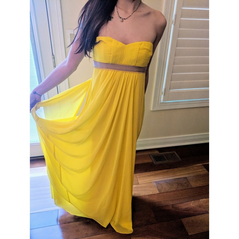 NWT BCBG yellow strapless formal dress
